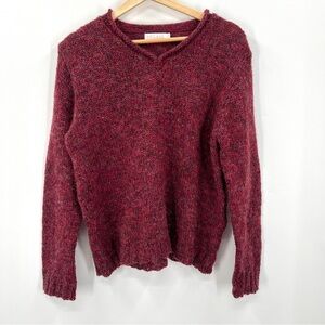 RELAIS Woman's Plum Red V-Neck Wool Mohair Blend Pullover Sweater Size 2